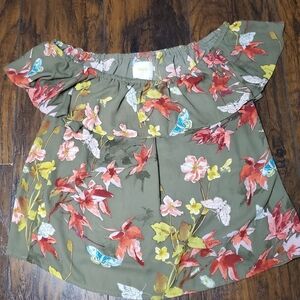 Anthropologie Maeve Vallita Floral Off-The-Shoulder Blouse Sz M